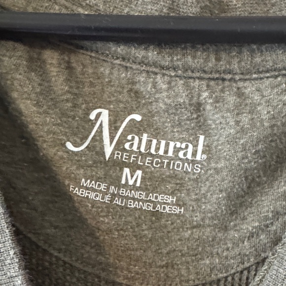 Natural Reflections Olive Green Ribbed Henley Long Sleeve Top - Picture 2 of 2